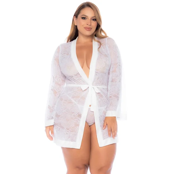 Lace Robe with Floral Sheer