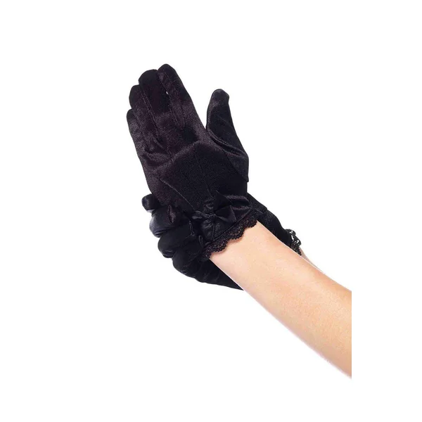 Lace Trimmed Gloves with Bow