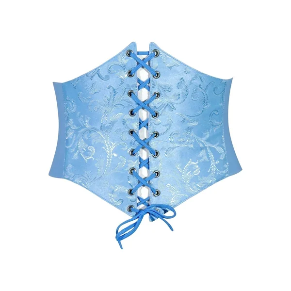 Lavish Lt Blue Brocade Corset Belt Cincher