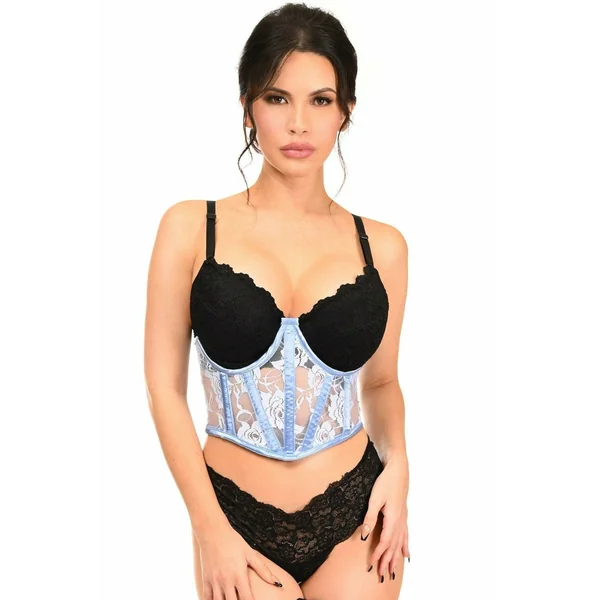 Lavish Lt Blue Sheer Lace Underwire Waist Cincher Corset