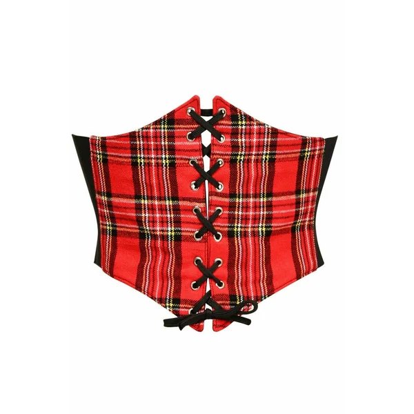 Lavish Red Plaid Corset Belt Cincher