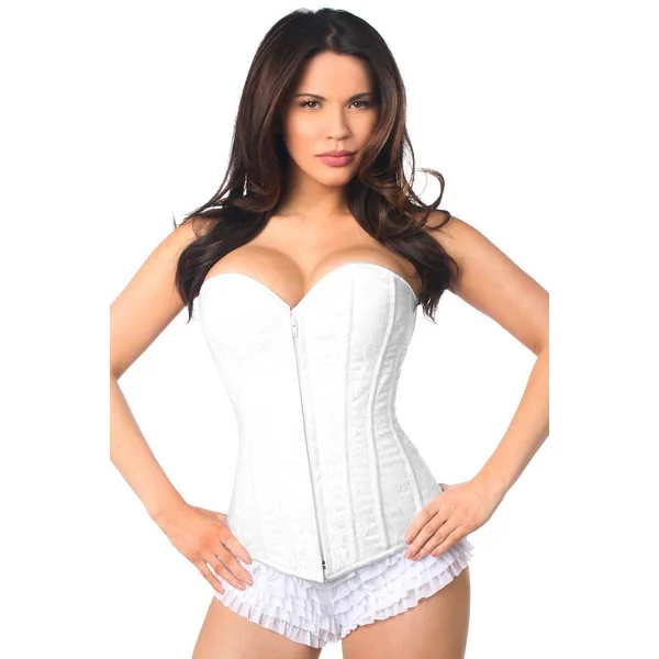 Lavish White Lace Overbust Corset w/Zipper