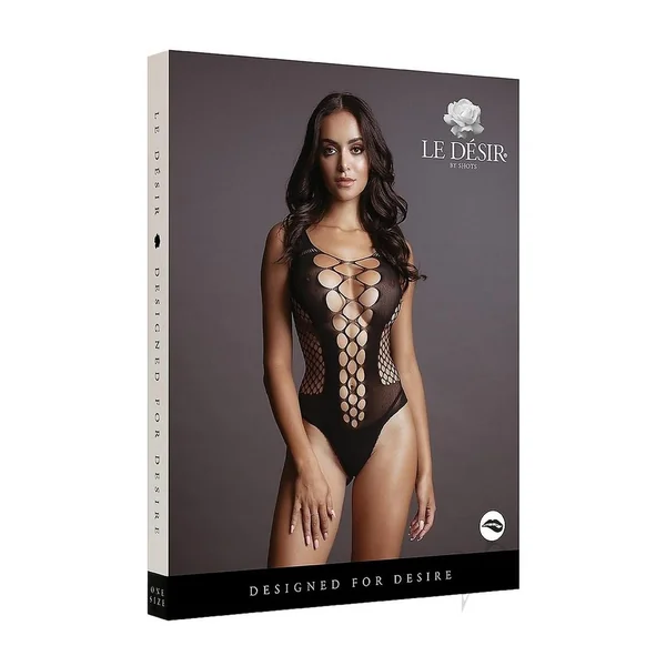 Le Desir Contrast Fence Net Teddy - O/S - Black