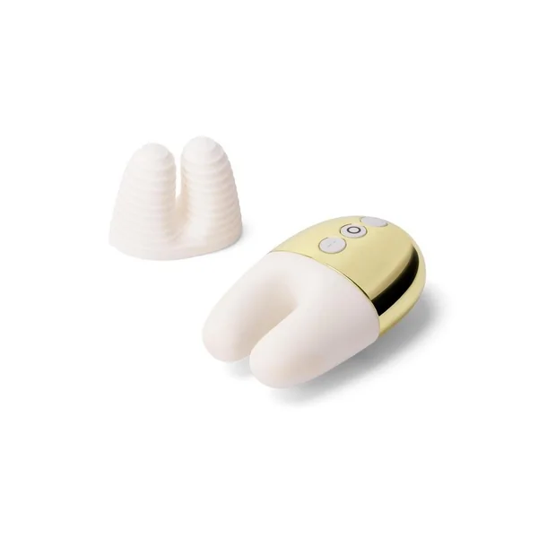 Le Wand Double Vibe Rechargeable Silicone Vibrator – White/Gold