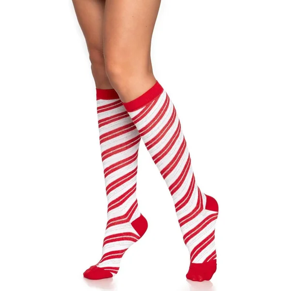 Leg Avenue Candy Cane Lurex Knee High Socks