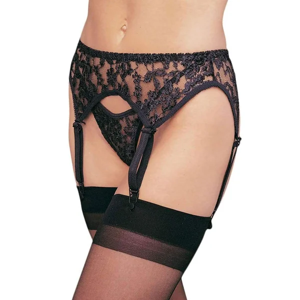 Leg Avenue Lace Garter Belt With Thong (2 Piece) – Plus Size – Black