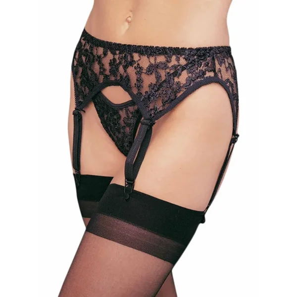 Leg Avenue Lace Garter Belt with Thong (2 piece) – Plus Size – Black