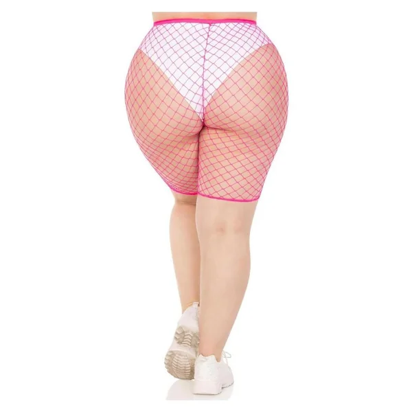 Leg Avenue Plus Size Industrial Net Biker Shorts – 1X-2X – Pink