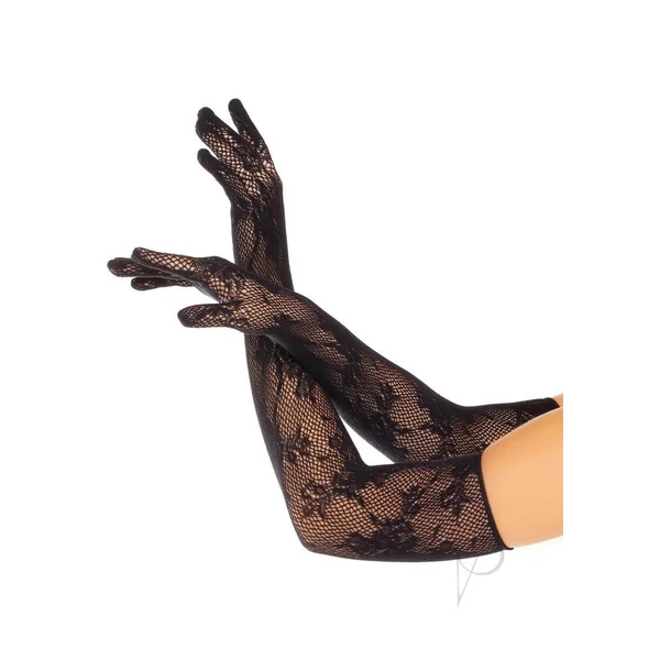 Leg Avenue Seamless Opera Length Floral Net Gloves