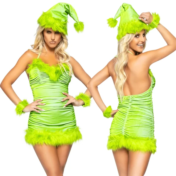 Leg Avenue Sexy Clothing Christmas Baddie Costume 3pc Set – Green