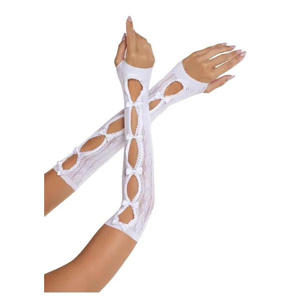 Leg Avenue Sweetheart Striped Keyhole Arm Warmers with Mini Bow Accents Sexy Lingerie