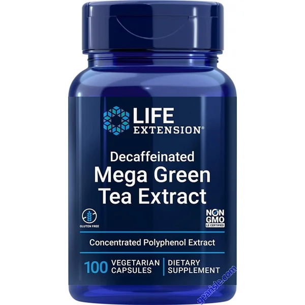 Life Extension 100 Veggie Caps Decaffeinated Mega Green Tea Extract