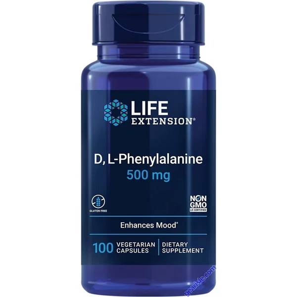 Life Extension D, L-Phenylalanine 500mg 100 Vegetarian Capsules