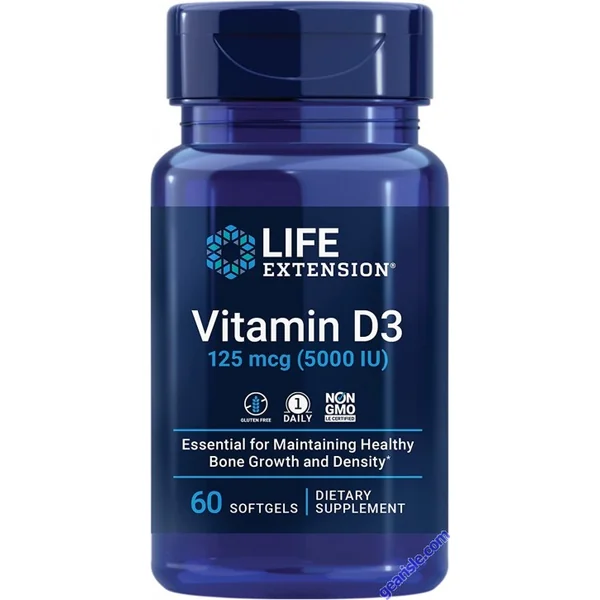 Life Extension Immune Health Vitamin D3 125 mcg 5000 IU 60 Softgels