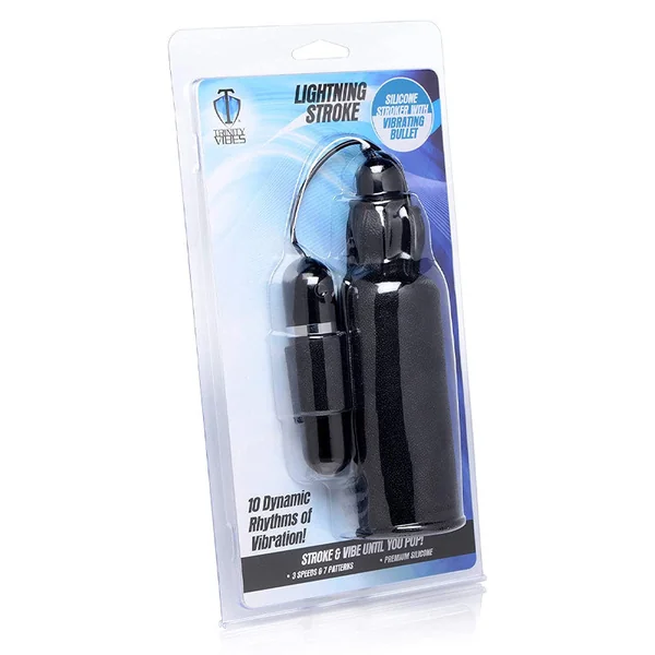 Lightning Stroke Silicone Stroker with Vibrating Bullet