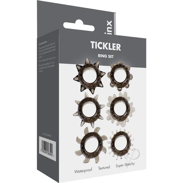 Link Tickler Ring Set Assorted Textured Penis Rings Waterproof Smoke