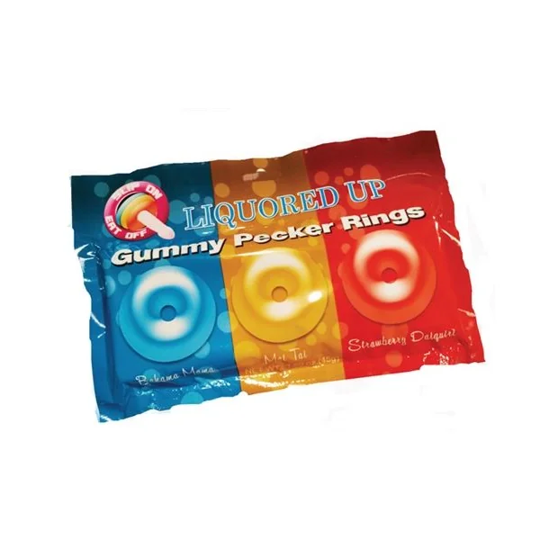 Liquored Up Gummy Edible Pecker Rings with Three Flavors