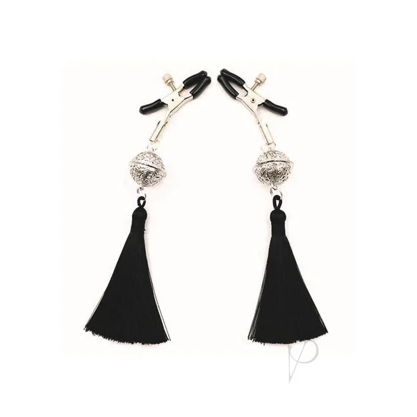 Little Genie Sexy Af Nipple Clamps Black Tassle Bondage Gear