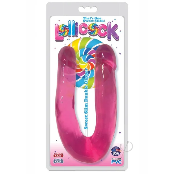 Lollicock Sweet Slim Double Dipper Double Dildo - Cherry