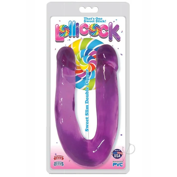 Lollicock Sweet Slim Double Dipper Double Dildo - Grape