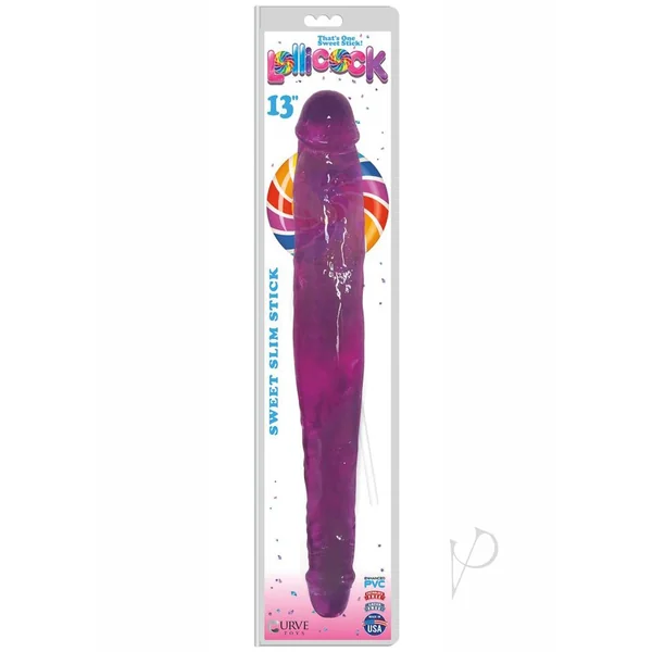 Lollicock Sweet Slim Stick Double Dildo 13in - Grape