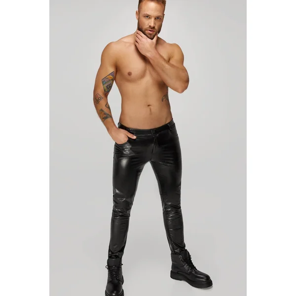 Long Pants Made Of Snake Wetlook With Back Pockets