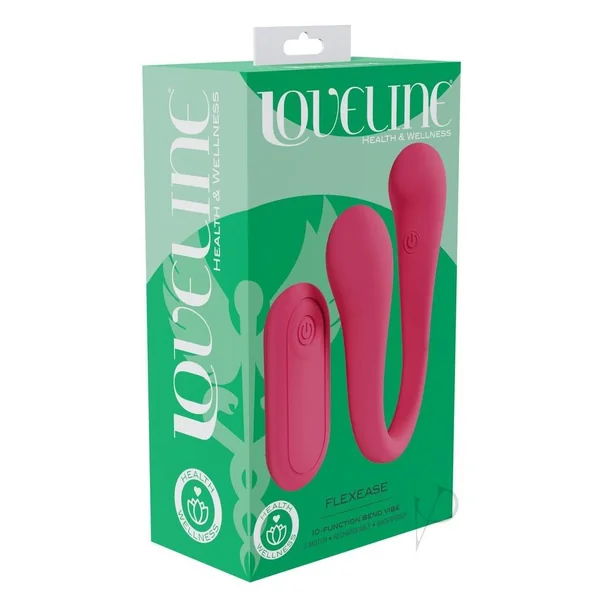 Loveline FlexEase Bend 10 Function Rechargeable Silicone Vibrator - Pink