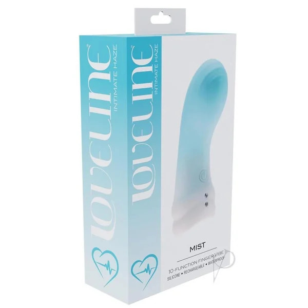 Loveline Mist 10 Function Rechargeable Silicone Finger Vibrator - Blue