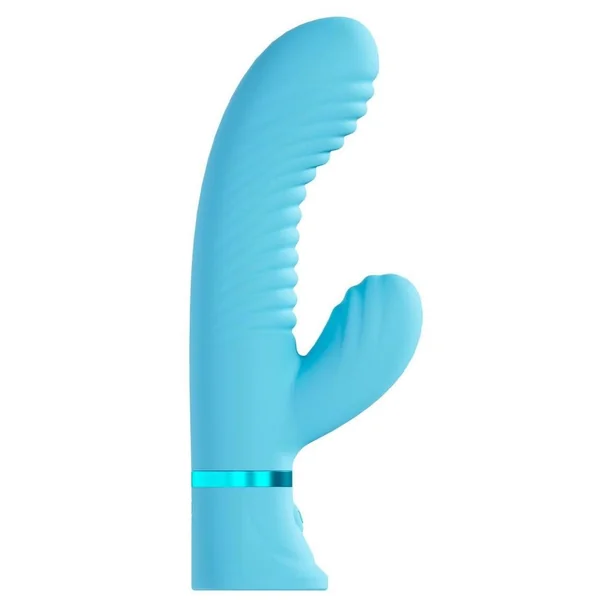 Loveline Mystique 10 Function Rechargeable Silicone Ribbed Rabbit – Blue
