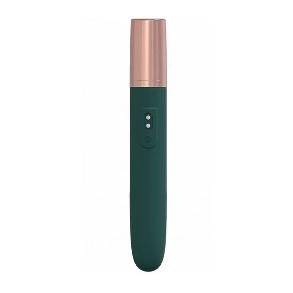 LoveLine The Traveler Rechargeable 10 Speed Travel Vibrator – Green – Holds Lubricant