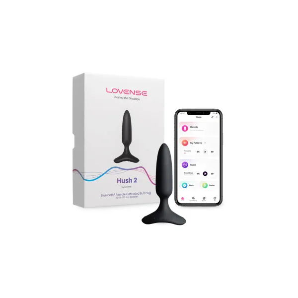 Lovense Hush 2 Bluetooth Remote-Controlled Vibrating Butt Plug, Extra Small, 1 In. Max Width