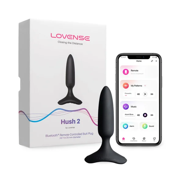 Lovense Hush 2 Bluetooth Remote-Controlled Vibrating Butt Plug XS 1 inches