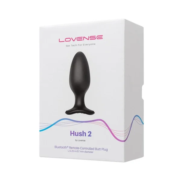 Lovense Hush 2 Rechargeable App Compatible Silicone Vibrating Anal Plug 2.25in - Black