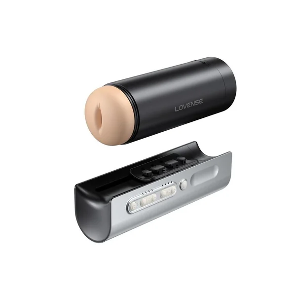 Lovense Solace Pro Rechargeable App Compatible Stroker – Black/Silver