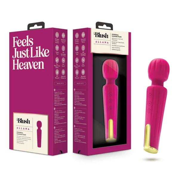 Lush Allana Velvet Rechargeable Silicone Wand Vibrator- Magenta/Rose Gold
