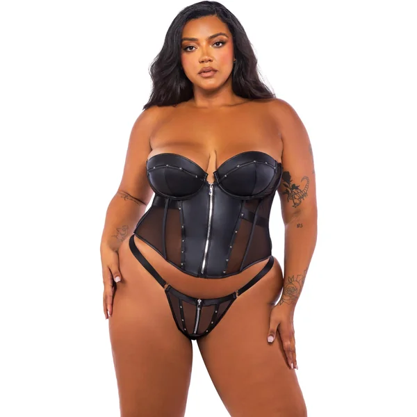 Lust & Leather Corset 2-Piece Set