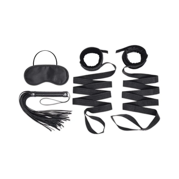 Lux Fetish Bondage Bed Strap And Flogger 4-piece Kit