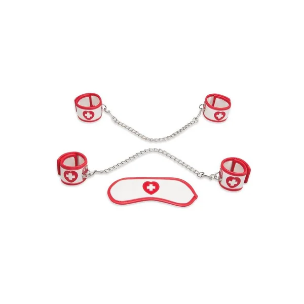 Lux Fetish Naughty Nurse BDSM Set (5pc) – White/Red