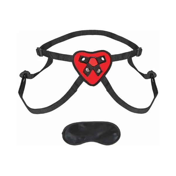 Lux Fetish Red Heart Strap On Harness O/S