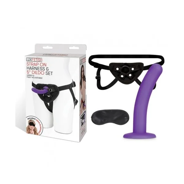 Lux Fetish Strap On Harness & 5in Dildo Set