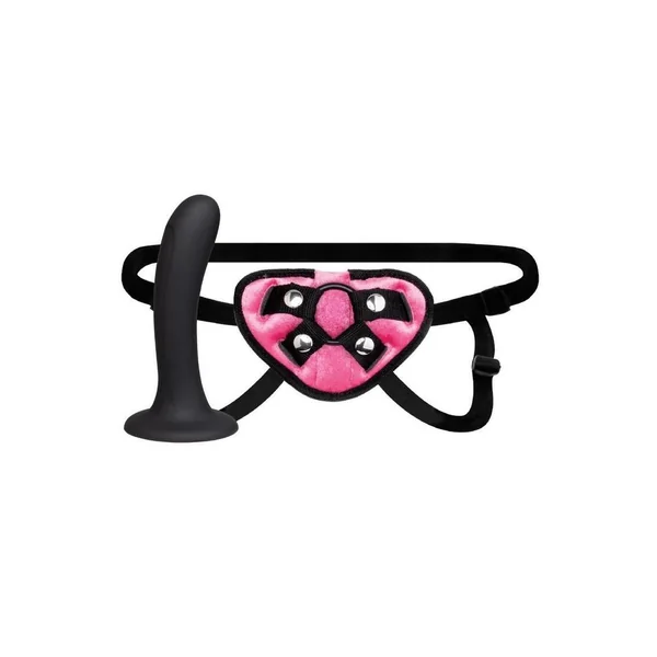 Lux Fetish Strap-on and Dildo 6in Set – Black/Pink