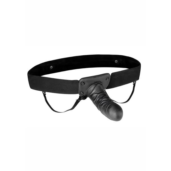 Lux Fetish Unisex Vibrating Hollow Strap-On Dildo with Wired Remote Control