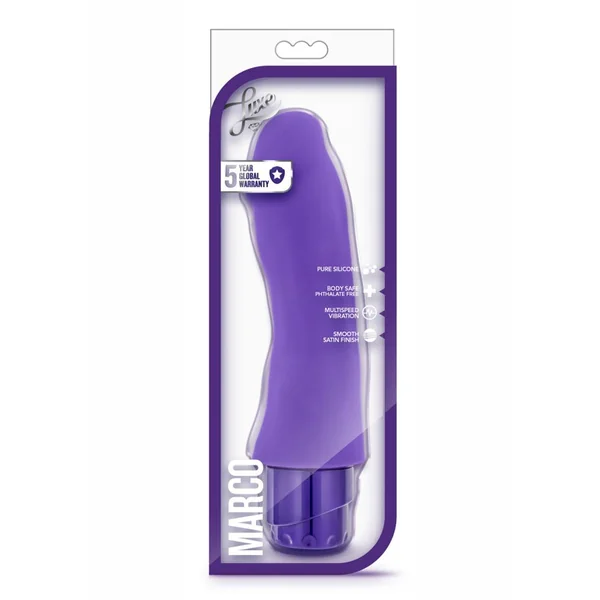 Luxe Marco Silicone Vibrating Dildo 7.75in - Purple