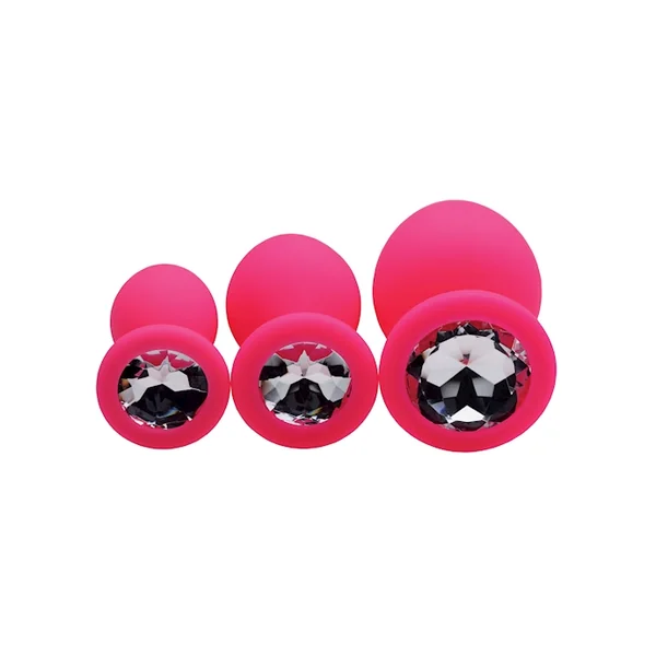 Luxurious Gem Butt Plug Set – 3-Piece Pink Jewel Anal Kit