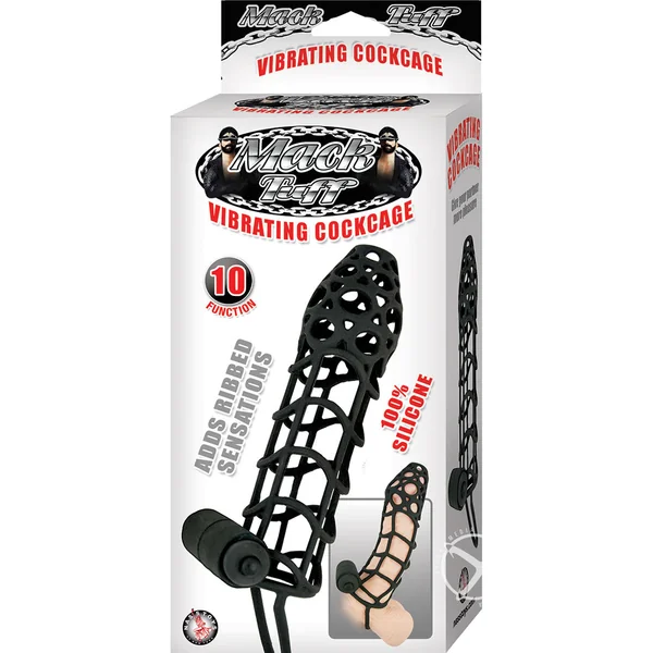 Mack Tuff Vibrating Silicone Cockcage Cock Ring - Black