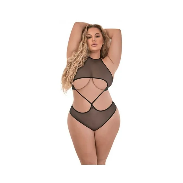 Magic Silk Forever Mesh Crotchless Underboob Teddy With Split Back