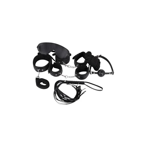 Male Power Leather 7-Pack Lite Bondage Set, Black