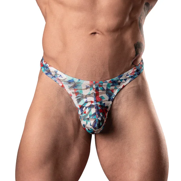 Male Power Your Lace Or Mine Bong Thong Geometric S/M