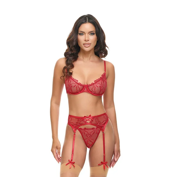 Mariah Sheer Embroidered Bow 3pc Set