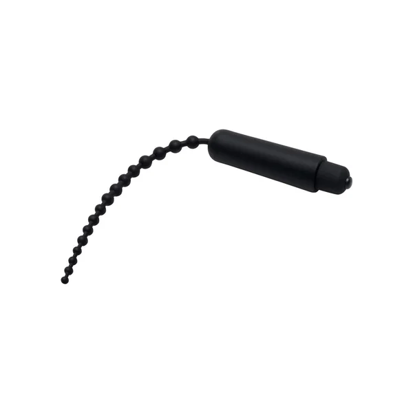 Master Series Dark Rod Vibrating Beaded Silicone Sound Black